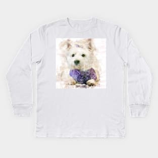 Watercolour westie Kids Long Sleeve T-Shirt